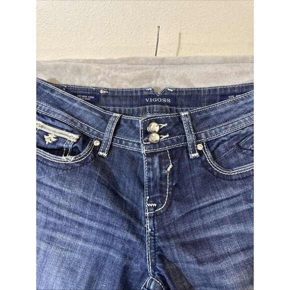 Women’s Vigoss Denim Jeans New York Slim Boot Rhinestones Size 9/10 - Picture 3 of 12